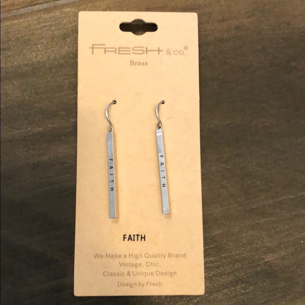 Sliver Faith Bar Earrings